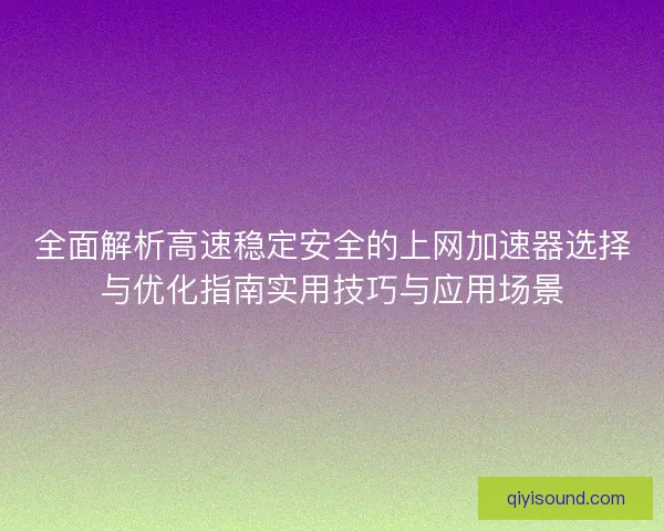 全面解析高速稳定安全的上网加速器选择与优化指南实用技巧与应用场景