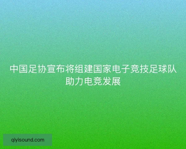 中国足协宣布将组建国家电子竞技足球队助力电竞发展