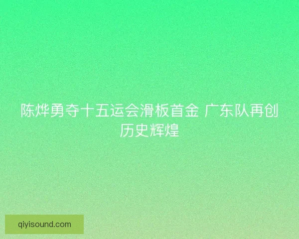 陈烨勇夺十五运会滑板首金 广东队再创历史辉煌
